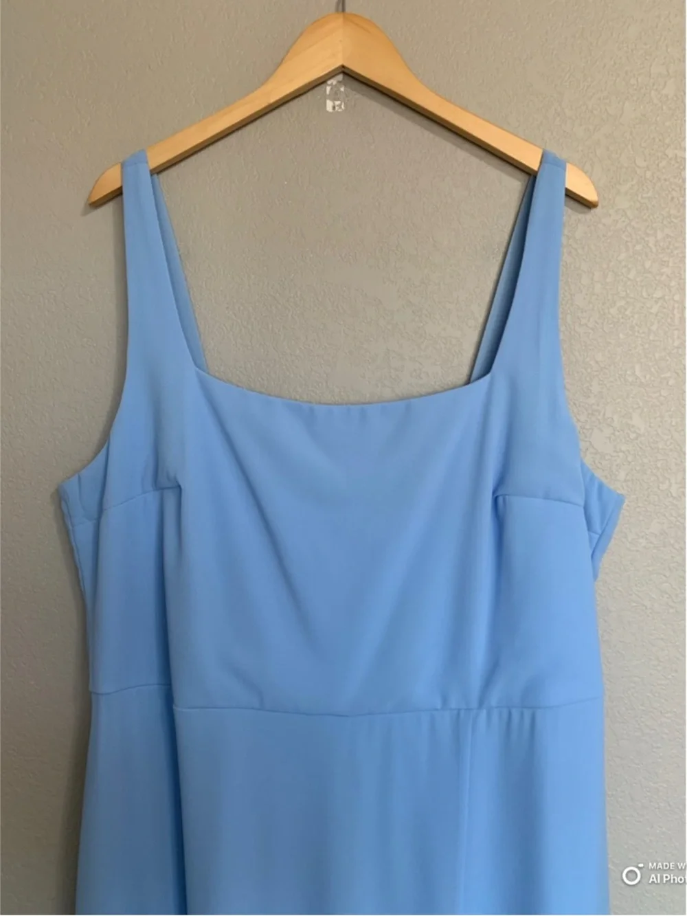 Lulu's Sky Blue Square Neck Maxi Dress with Front Slit